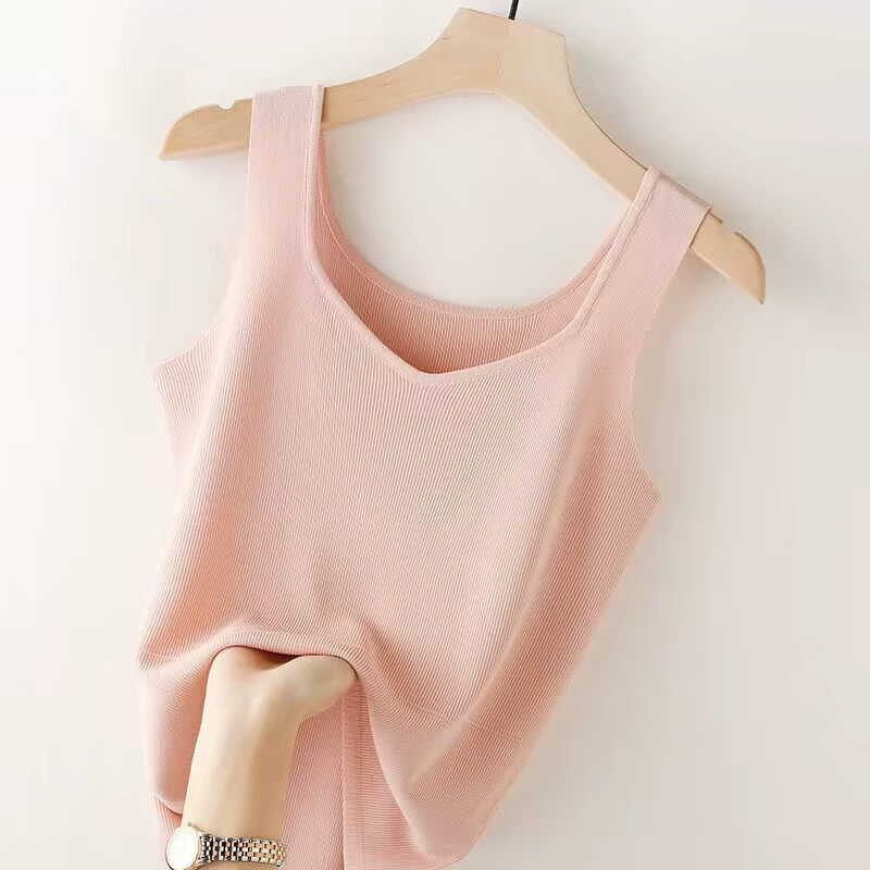 100kg Женский дизайнерский вязаный камзол больших размеров из ледяного шелка, летняя внутренняя и верхняя одежда, сексуальный стильный топ