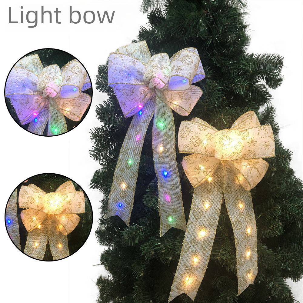 Christmas Bow Hanging with Light Christmas Tree Decoration Interior Door Head Decoration Christmas Bow Door Decoration Pendant_voghion.com