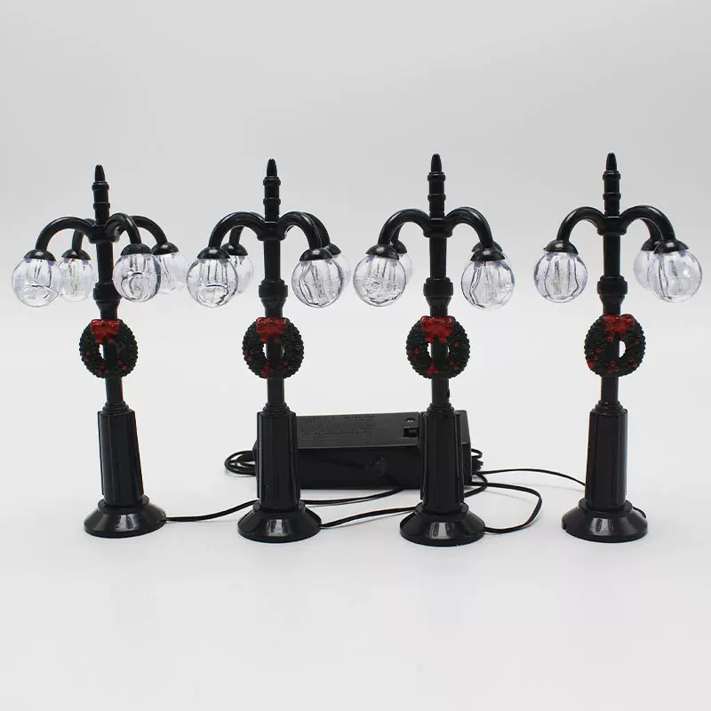 圣诞节迷你路灯摆件仿真装饰品圣诞街景场景布置道具模型街灯批发