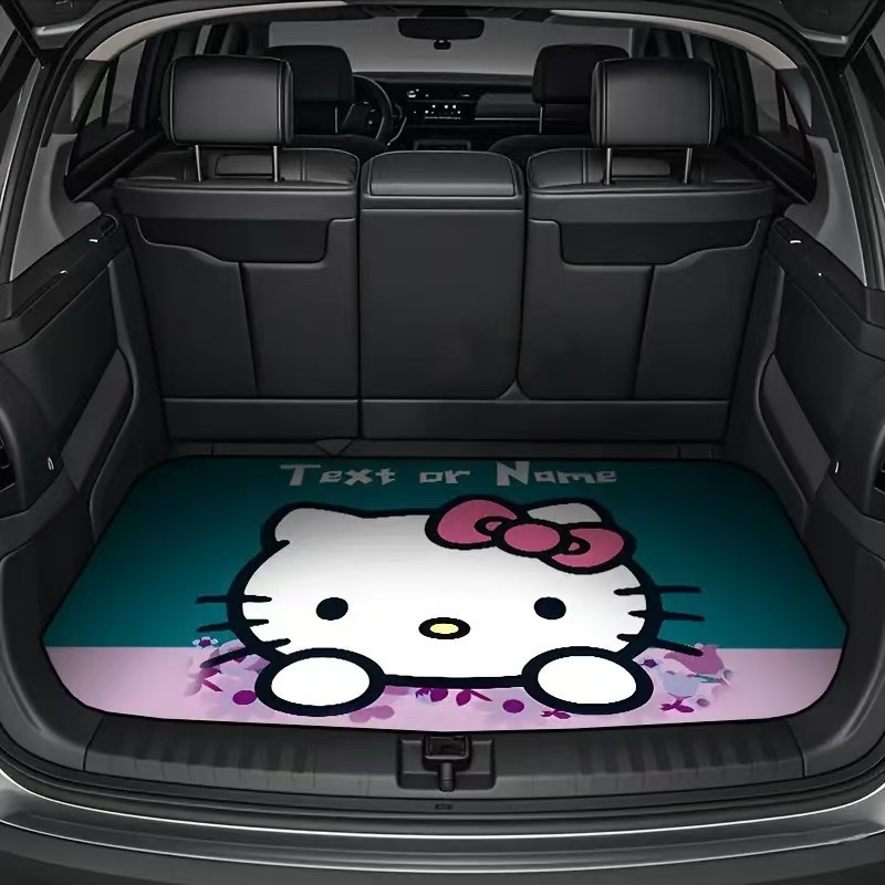 TEMU branded and shipped cute Hello Kitty car trunk mat, dirt-resistant, dust-proof, non-slip, easy to maintain car floor mat