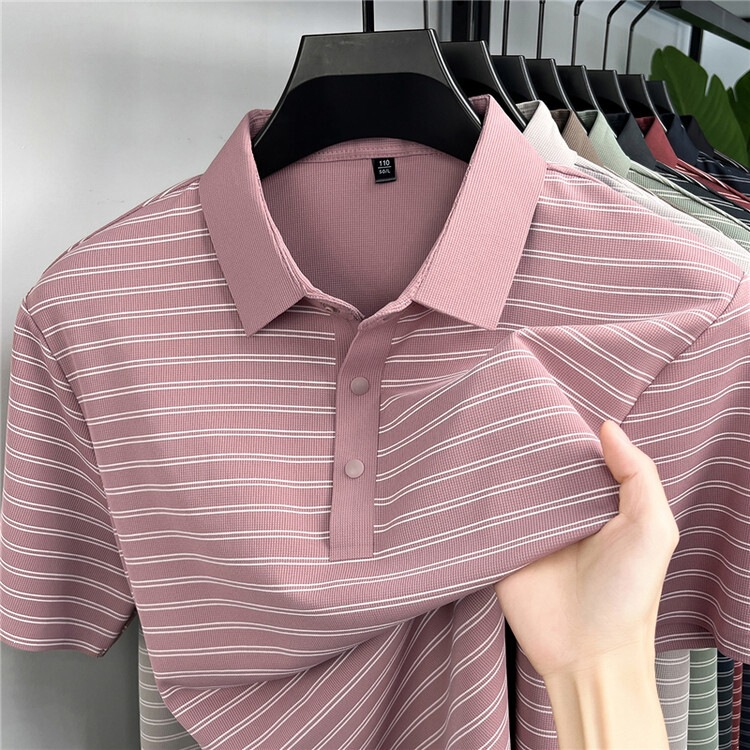 2026 New Style Seamless Ice Silk Striped T-Shirt for Men, Ice Silk Cool-Touch High-End Luxury Short-Sleeve Top for Middle-Aged and Young Adults 2026 New Style Seamless Ice Silk Striped T-Shirt for Men, Ice Silk Cool-Touch High-End Luxury Short-Sleeve Top for Middle-Aged and Young Adults