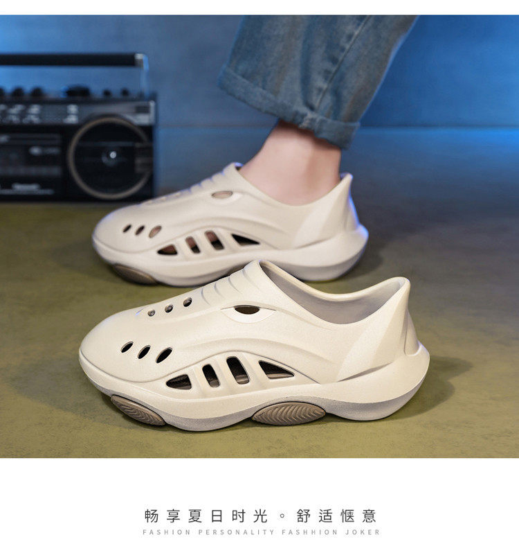 Giày lỗ nam đế dày êm chân, chống mài mòn, thoáng khí, đi biển và dạo phố — 8006 màu nâu kaki, 8006 trắng xanh, 8006 đen xám chi tiết 14