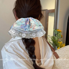 韩版新款缎面蕾丝大肠发圈女甜美高级感扎马尾不伤发弹力发圈发饰