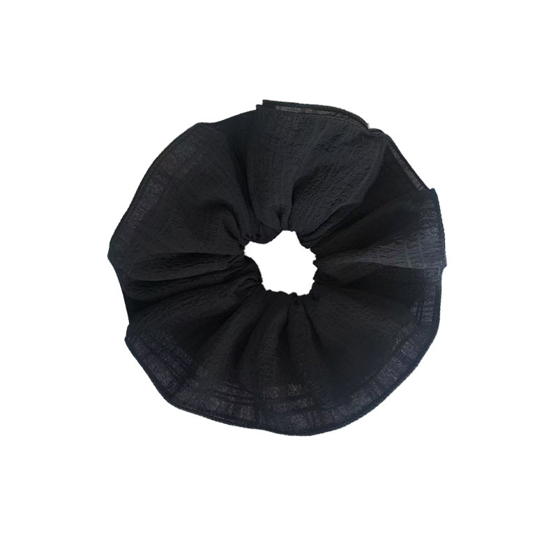 ¡4 pisos super grandes! Negro + blanco encaje plegado de alta sensación collar de cabello de intestino grande relajado francés coreano cuerda de cabello mujer