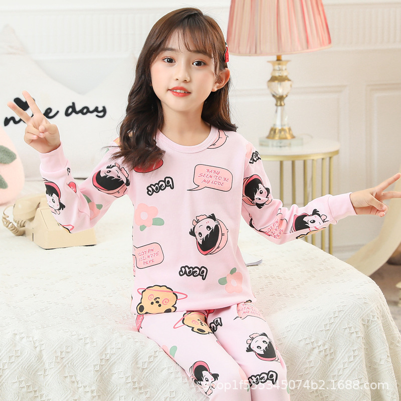 Ropa de otoño para niños nuevos pantalones largos traje de algodón puro niños medianos y grandes niños niñas bebé moda ropa para niños ropa interior a juego 4