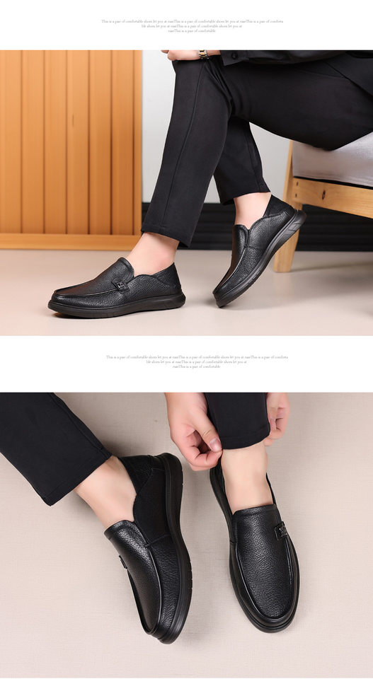 Giày lười nam da cừu mềm kiểu mới, giày slip-on đế bệt mũi tròn thoáng khí — Màu đen chi tiết 17