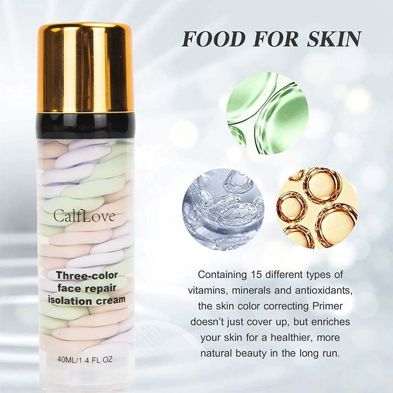 CalfLove трансграничный трехцветный изоляционный крем «Радуга», осветляющий увлажняющий праймер для макияжа, натуральный телесный макияж, омолаживающий изоляционный крем