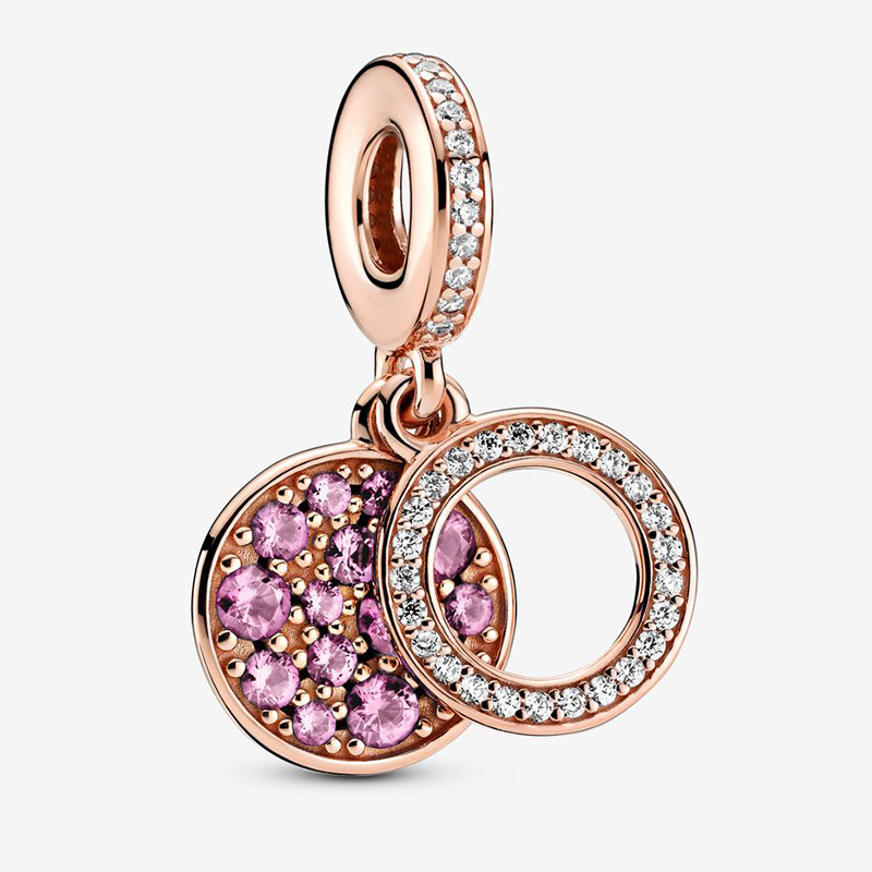 光耀粉色双饰片吊饰