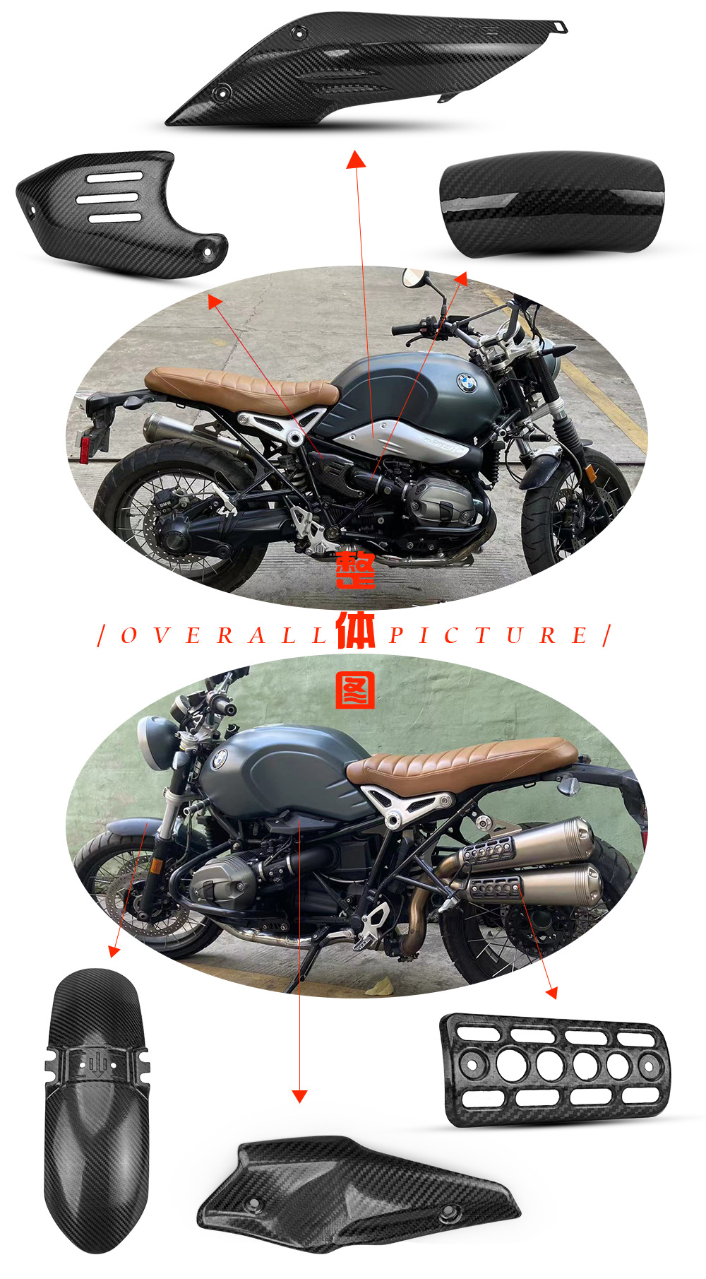 Motorcycle Latte Nine t Exhaust Pipe Anti-Scalding Cover Combination Carbon Fiber Heat Insulation Protective Shell Heat Shield Guard