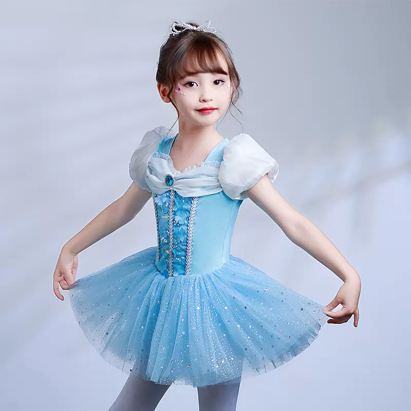 卡通童话舞蹈服灰姑娘公主裙可爱女童连体芭蕾纱裙儿童舞台演出服