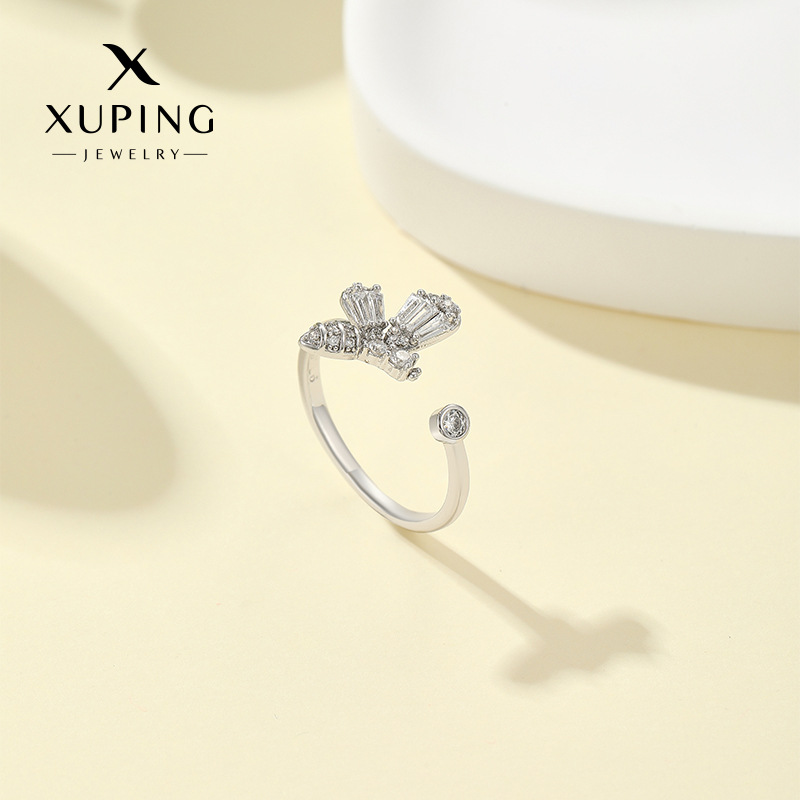 Anillo de mariposa abierto de joyería Xuping estilo francés exquisito anillo de diamantes fresco simple y de alta calidad anillo de dedo