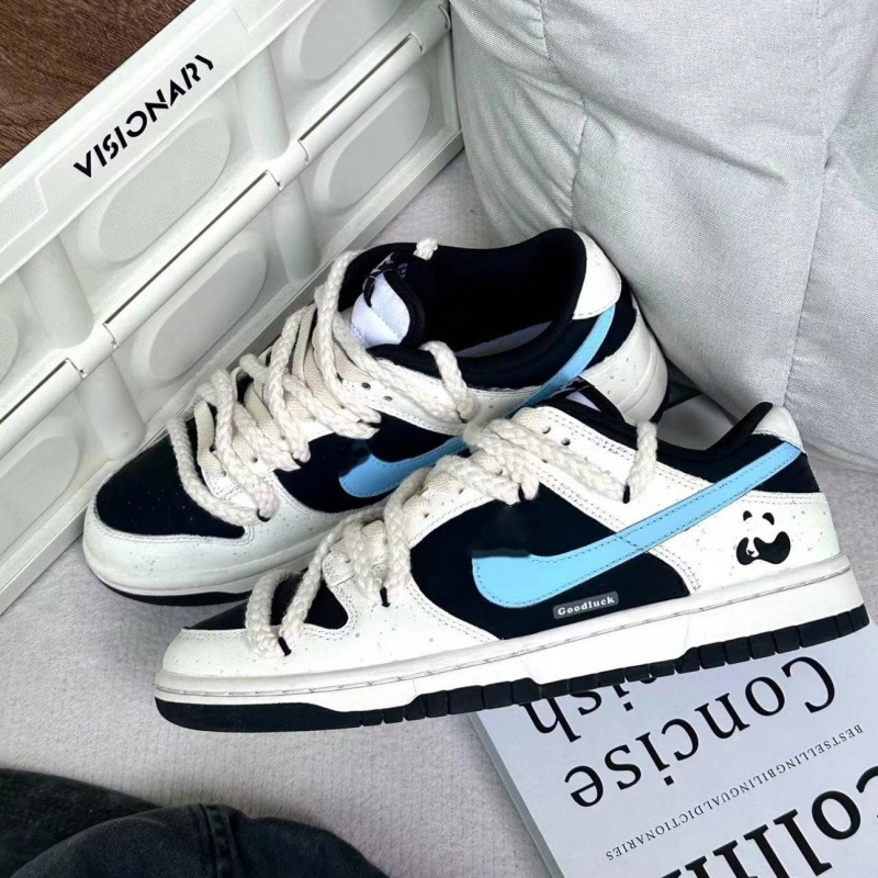 Pure original Du blueberry cheese panda splash-ink distressed hemp rope deconstructed low-top sneakers, casual athletic shoes for couples