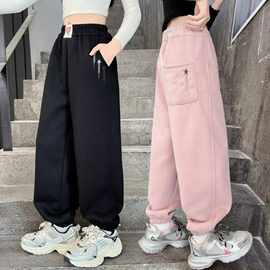 女童裤子2024新款春秋装束脚休闲裤秋款女孩运动裤儿童洋气卫裤潮