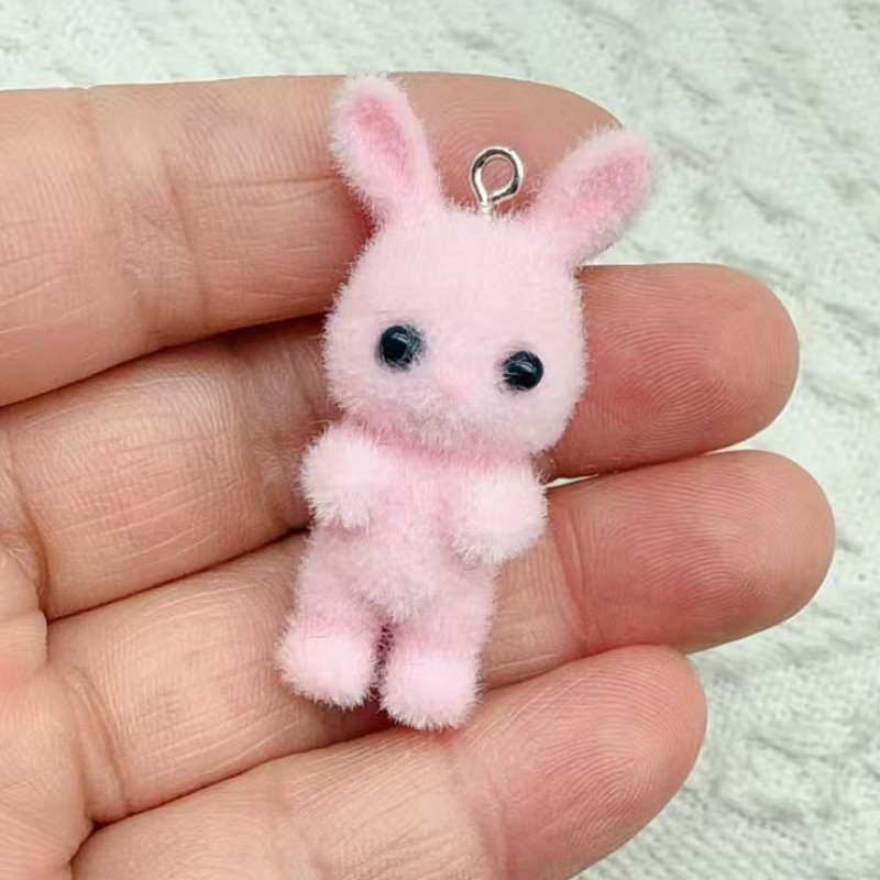 クロスボーダー樹脂動物植毛ウサギ人形キーホルダーアクセサリー DIY 人気のペンダントギフト在庫あり|undefined