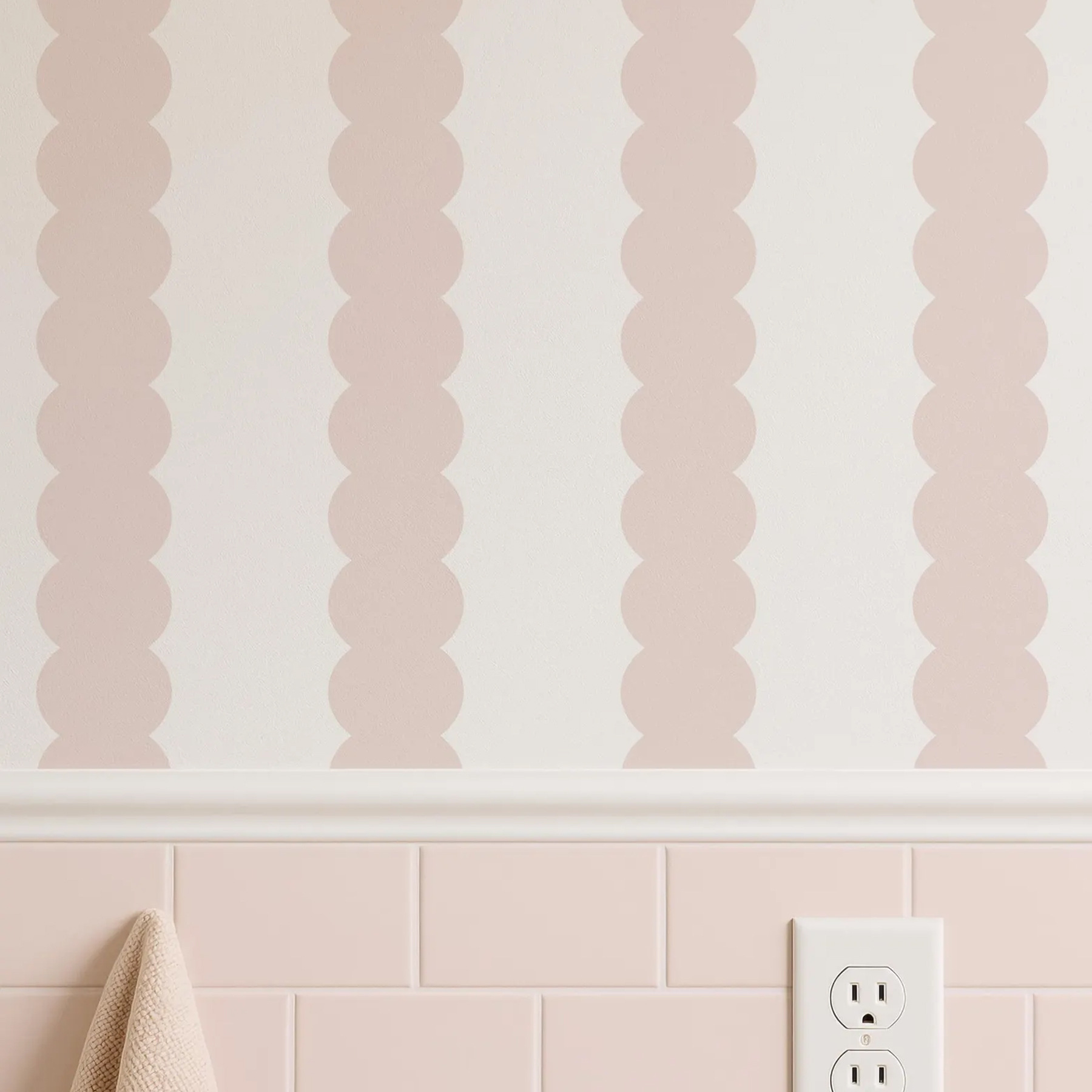 Sweet And Playful Scallop Stripe Simple Wallpaper For Children's Rooms, Self-adhesive Mural, A Popular Export Product_maomaolike.com