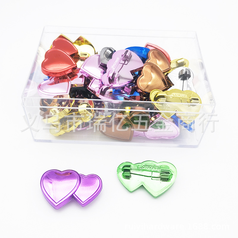 Colorful silk scarf button with double heart shape 36pcs/box PP…