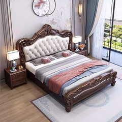 Luxury Minimalist 1.8m Double Bed with Genuine Leather Upholstery, Modern Design, and Ample Storage—Perfect for a Master Bedroom in American Style