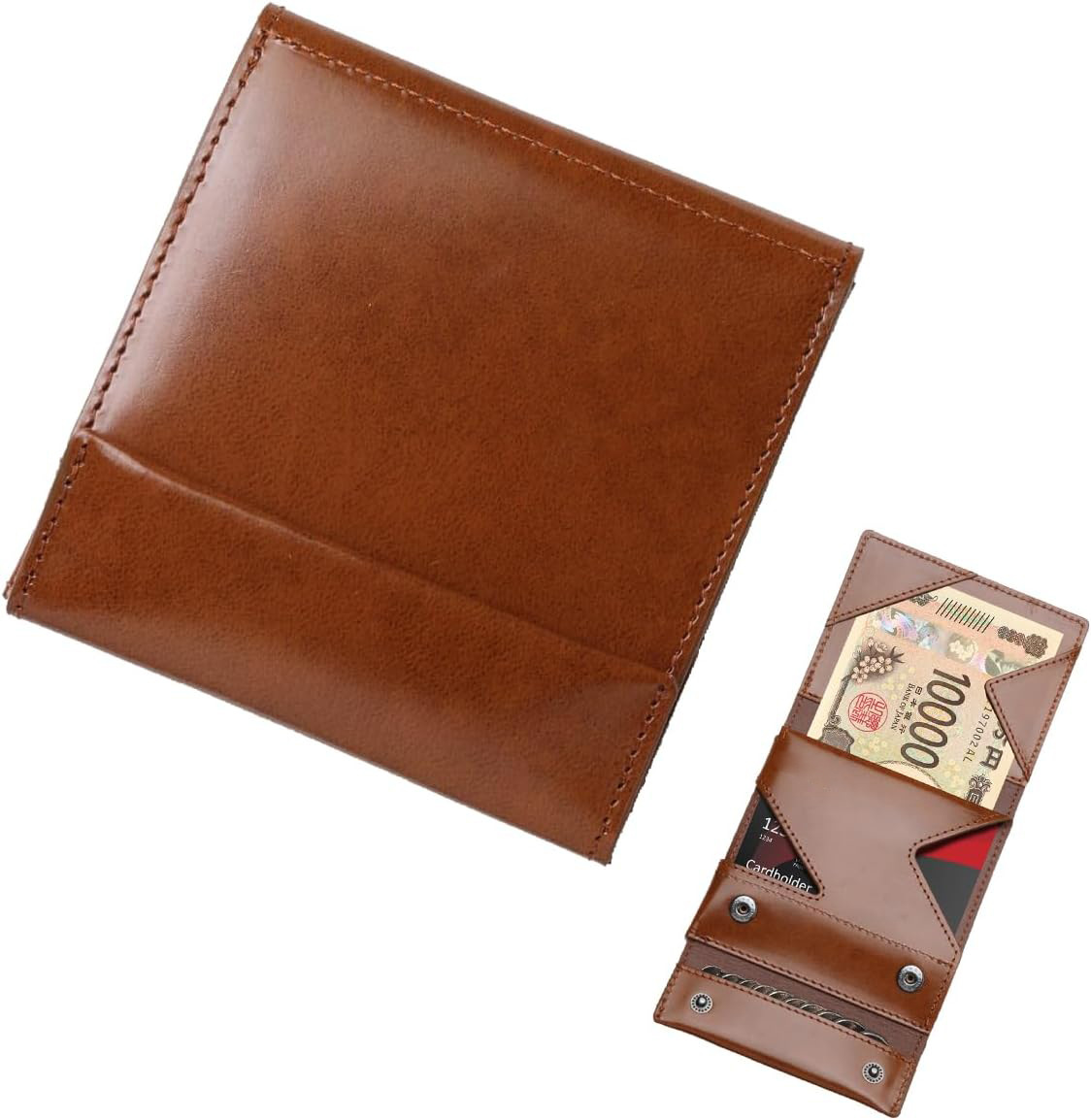 Amazon Japón Lotte Caibu cartera de cuero corta de tres plegados cartera multi-tarjeta de cuero cartera de negocios para hombres