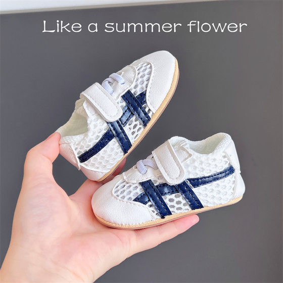 Summer 0-1 year old baby shoes soft bottom non-slip anti-kick net shoes 3-69 months baby boys and girls breathable toddler sandals