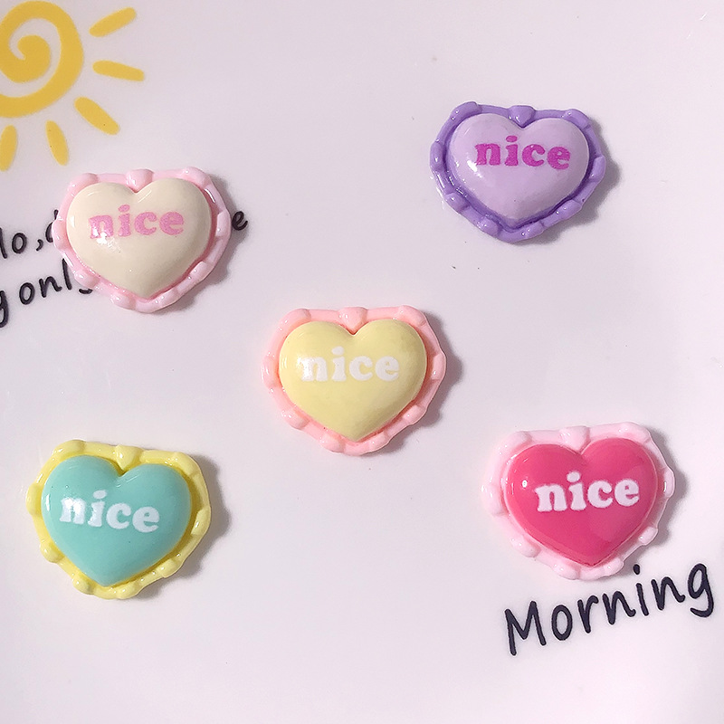 Creativo lindo lindo amor accesorios de resina hecha a mano crema pegamento clip de pelo DIY joyería caso de teléfono móvil material hebilla de zapatos
