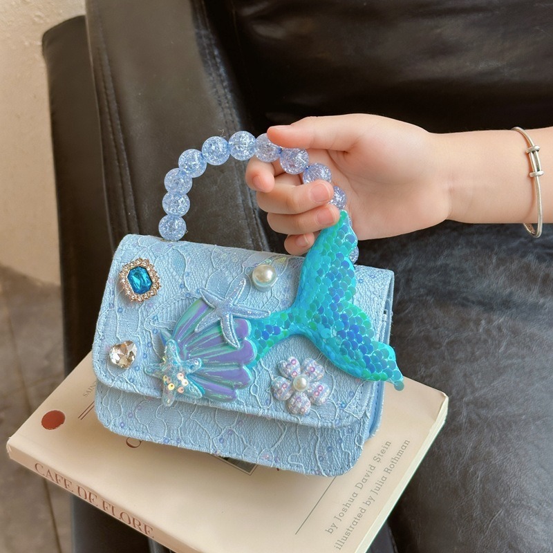 Mermaid Pearl bolso de moda lindos bolsos de encaje frescos princesa tesoro de mujer para salir a jugar con bolsos de tramo inclinados