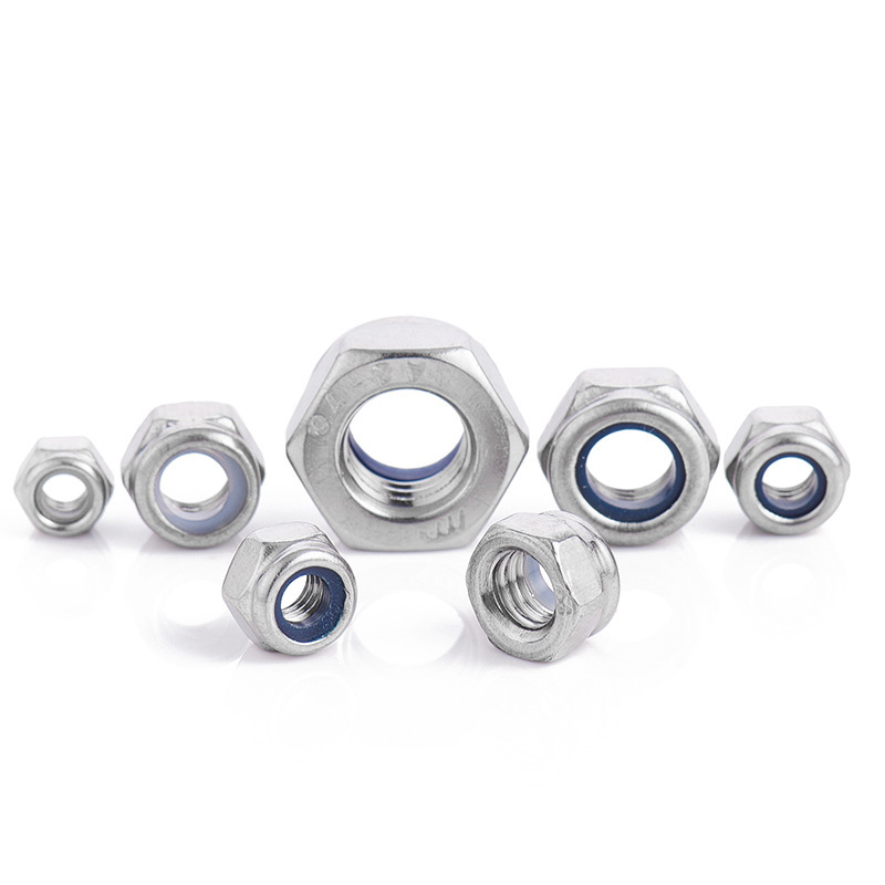 201不锈钢锁紧螺母尼龙自锁螺帽M5|M6|M8碳钢镀锌螺母防松母