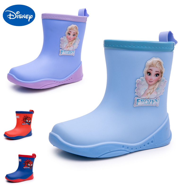 迪士尼兒童雨靴男1-3歲5愛莎公主蜘蛛俠防滑中大童寶寶中筒水鞋女