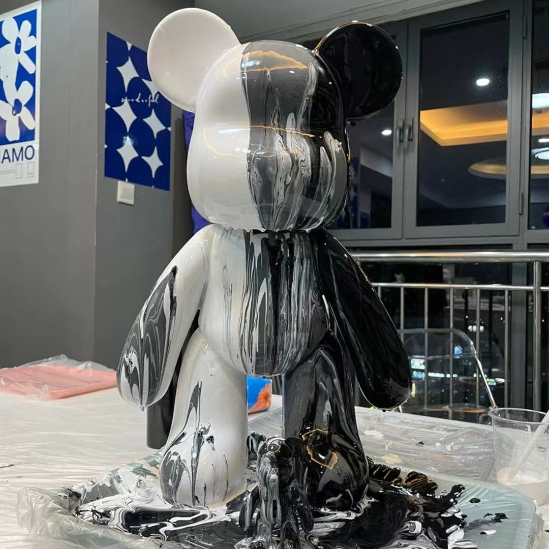 Internet celebridad oso fluido hecho a mano material de bricolaje casero blanco embrión salón decoración pintura oso violento regalo del oso