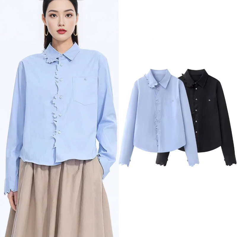 In Stock 2026 Spring New Loose Casual Long-Sleeve Shirt with Paper-Cut Embroidery for Women 5Q1214610