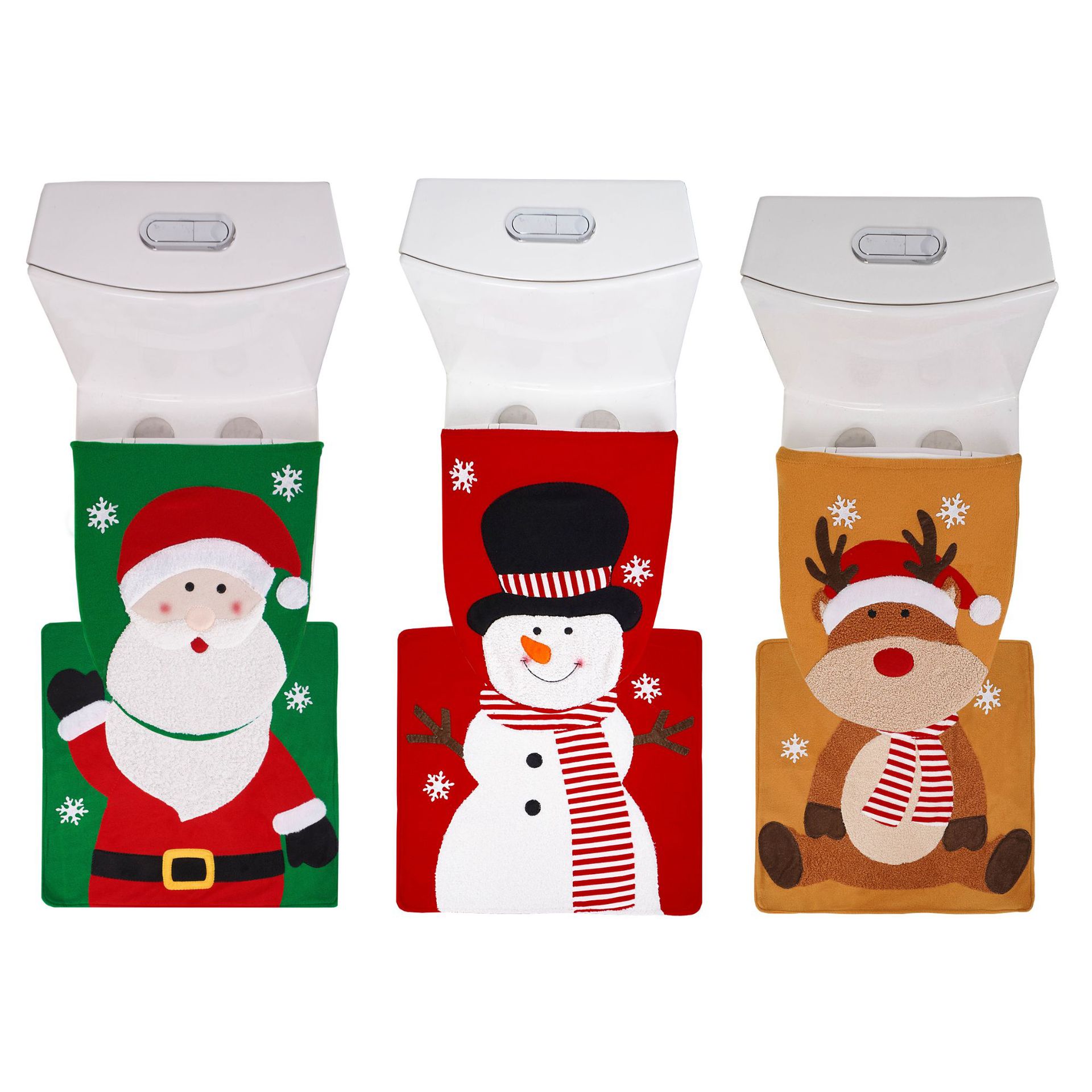 Nuevo producto transfronterizo, decoración navideña para el tapado del inodoro para personas mayores, muñeco de nieve, alce, baño, decoración para el tapado del inodoro de dos piezas