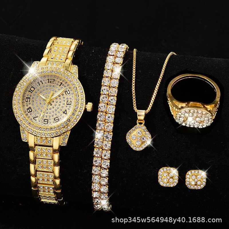 Cross-Border Popular Women's Cornucopia Starry Sky Rhinestone Watch Fashion Digital Face Diamond Women's Watch Manufacturer Ready Stock