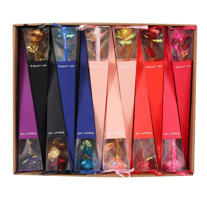 Caja de regalo de flores para el día de San Valentín, productos acabados de imitación de flores de oro, flores simples, regalos de alta calidad