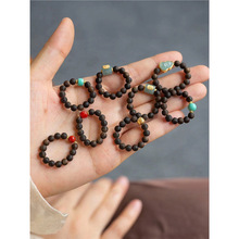 天然奇楠沉香小米珠戒指翡翠葫芦扎基拉姆财运圆珠指环绿松石男女