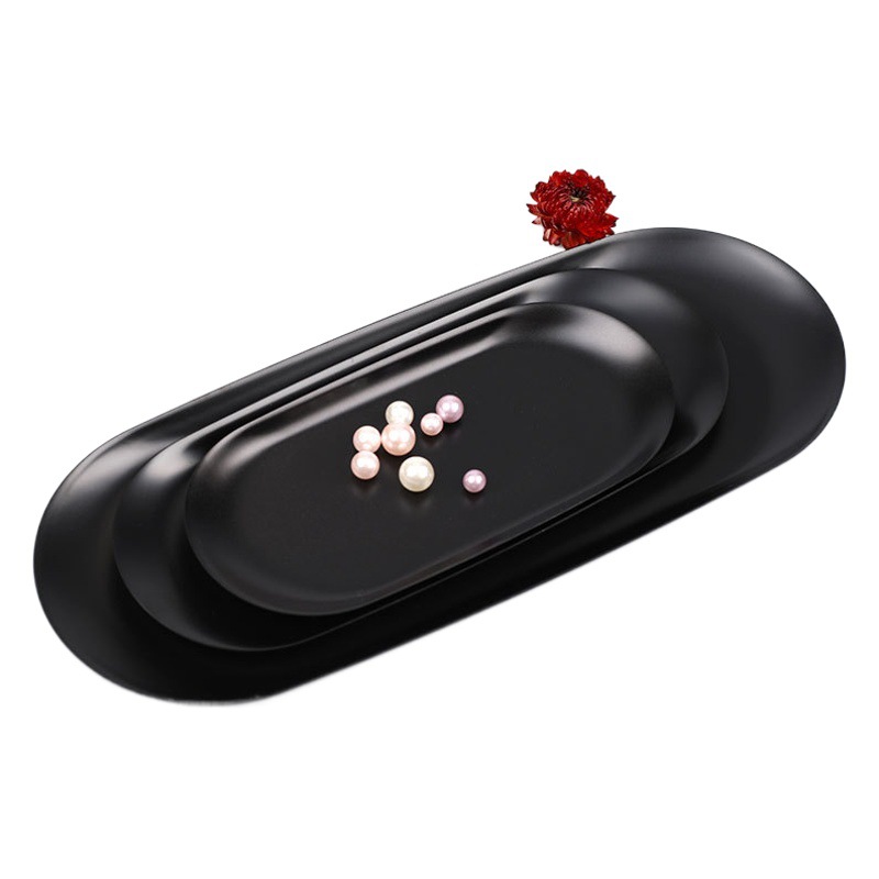 Bandeja de metal Sala de estar Disco ovalado Mesa de almacenamiento de joyas Bandeja de almacenamiento Plato de acero inoxidable Herramienta de vela