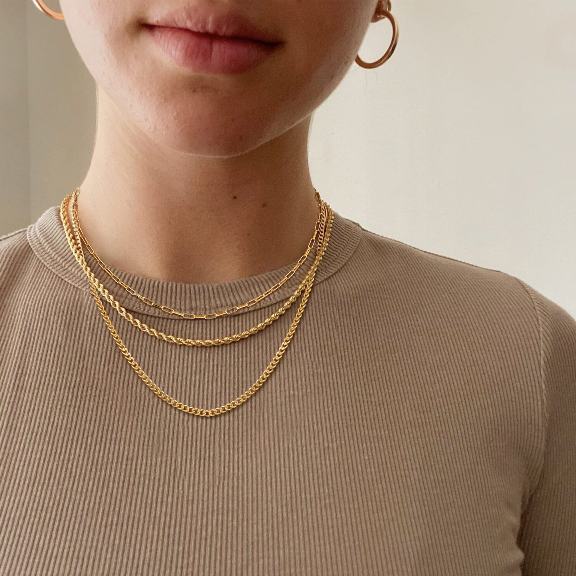 Men's Figaro Three-layer Stacked Necklace Stainless Steel Chain_voghion.com