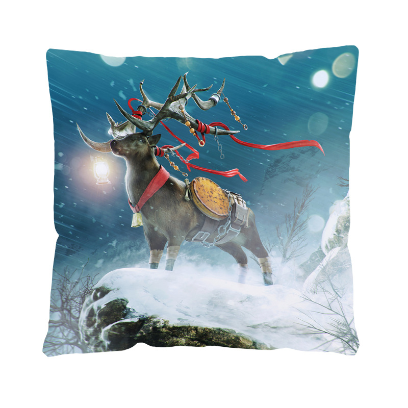 Glam Style Christmas Glam Santa Claus Snowman Short Plush Pillow Cases Couch & Sofa Decor