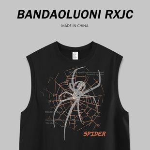 American Style Trendy Brand Street Spider Print Sleeveless T-shirt Men's Summer Ins Style Niche High Street Loose Waistcoat Vest 12