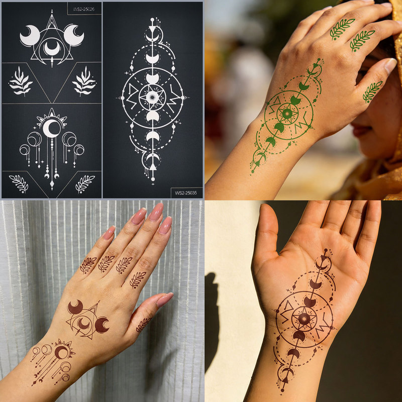 Cross-border henna hollow-out tattoo templates, safe and easy to apply, various designs for party and holiday makeup, waterproof, long-lasting, and easy to stick