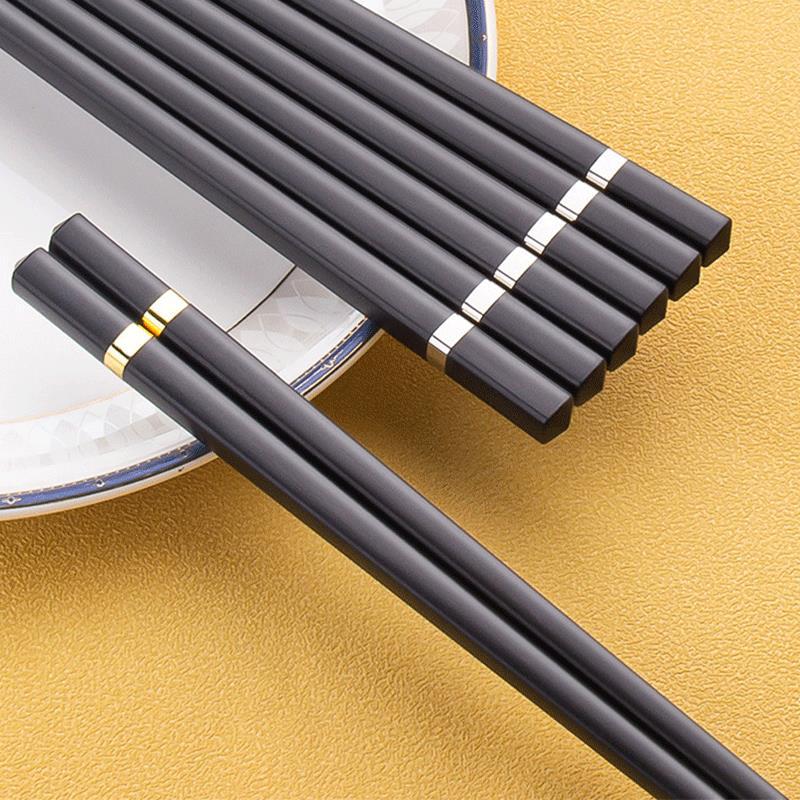 Alloy Chopsticks for Household High-End High-Temperature-Resistant Anti-Slip Black Exquisite High-End Commercial Catering Hotel Dishwasher Available