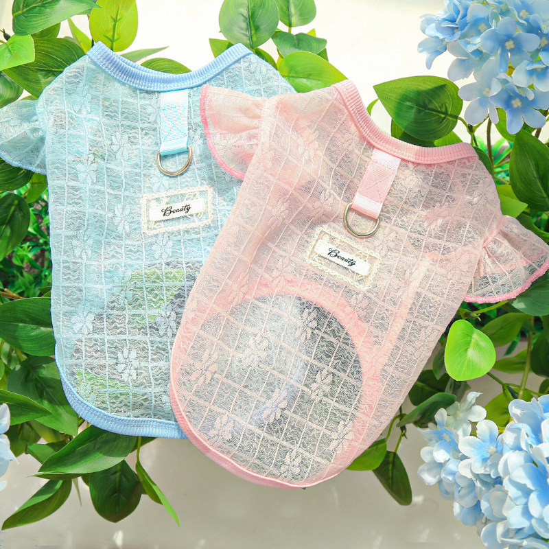 Ultra-Light, Soft, Silky, Stretchy Pet Dog Clothes, Dog Clothing, Cat Clothing Supplies, Lace Mesh Flutter-Sleeve Clothing