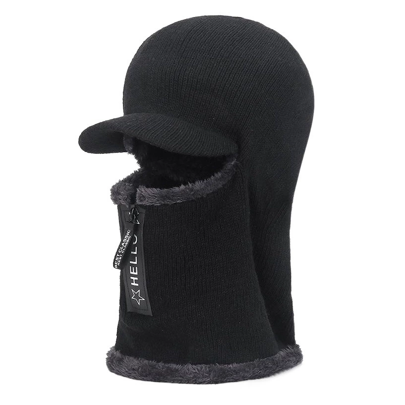Зимняя утолщение и плюшевая теплая вязаная шапка для мужчин на открытом воздухе езда на велосипеде теплая молния шерстяная шапка для женщин шапка