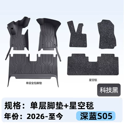 Modelə uyğun ayaqaltı full-coverage floor mats, 2027 new - tech-blackdouble-layer-starry-sky-blanket