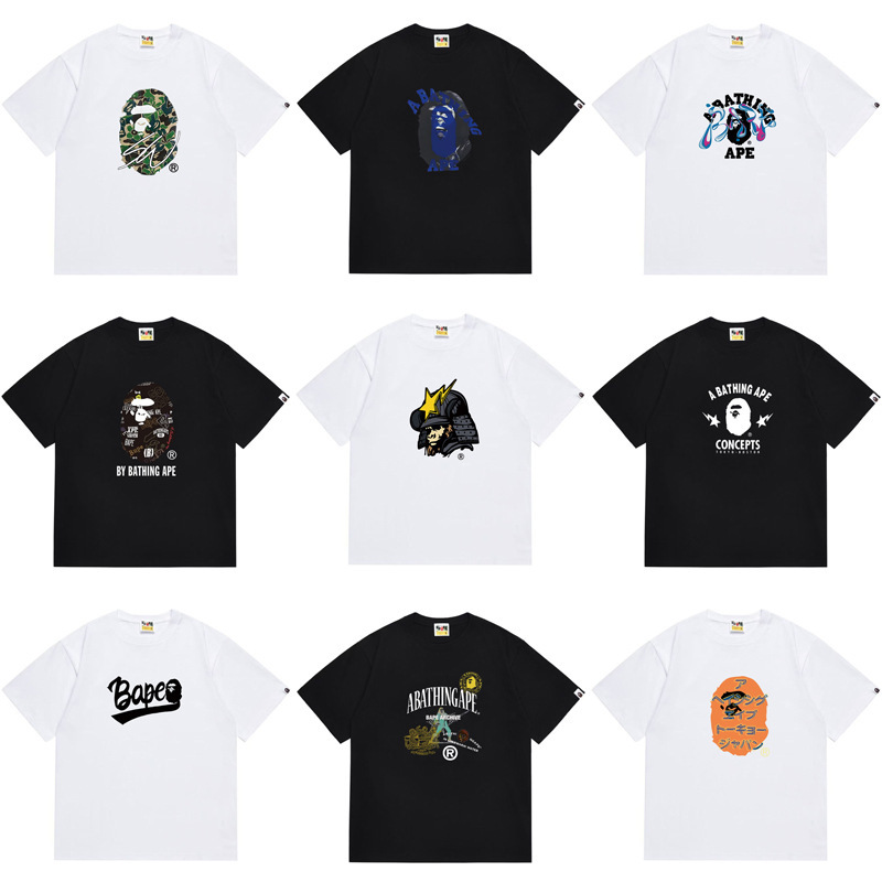 2026 Summer New Bape Ape Head Short-Sleeved Cross-Border Foreign Trade Male and Female Student Couple Tops T-Shirt