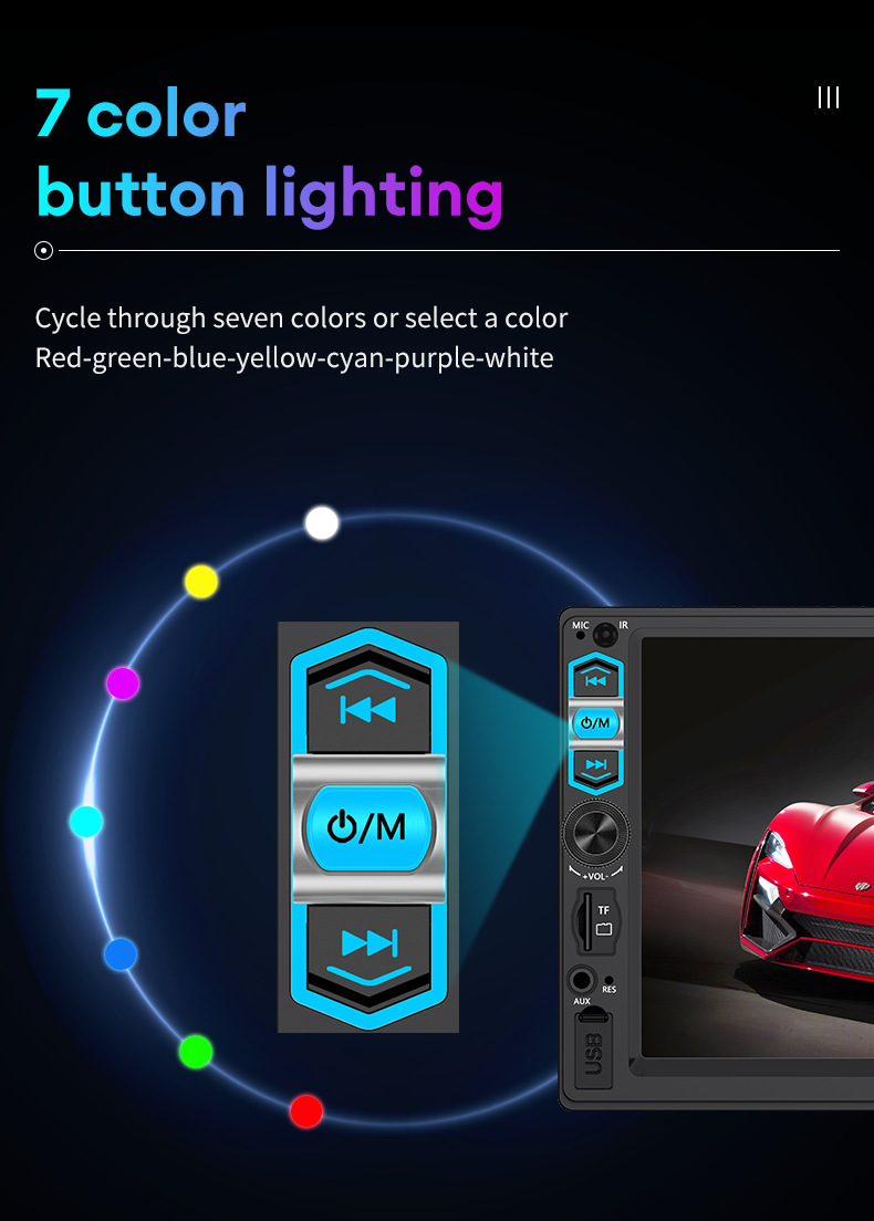 7inch Mp5 Player Car Display Screen Portable Fm Reversing Rear View Bluetooth Connection Hd 1080