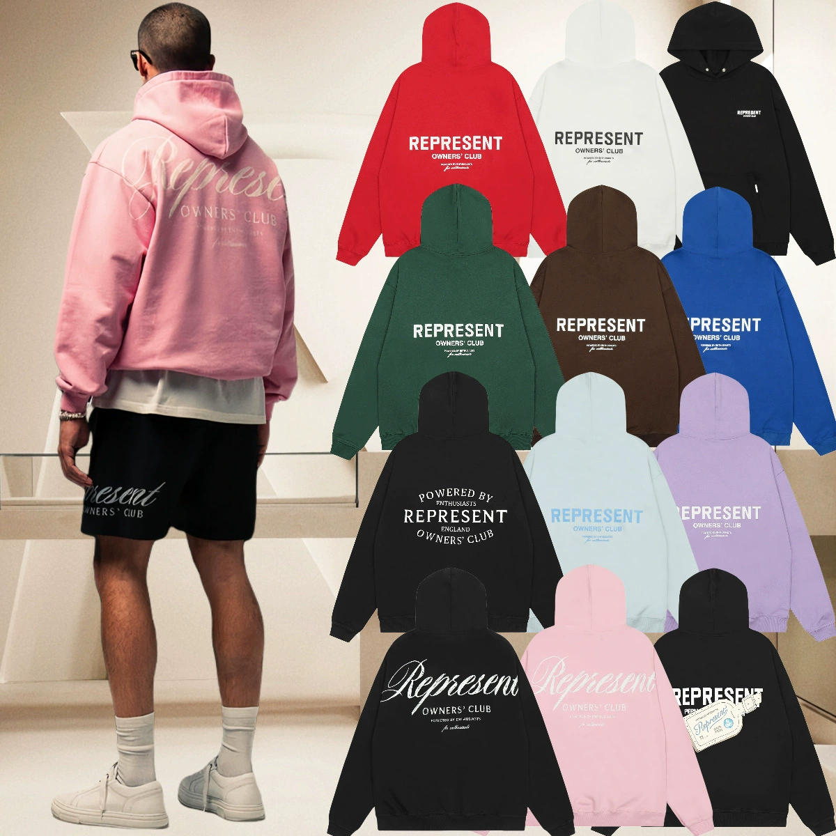 REPRESENT REP Американский уличный свитер с принтом буквы