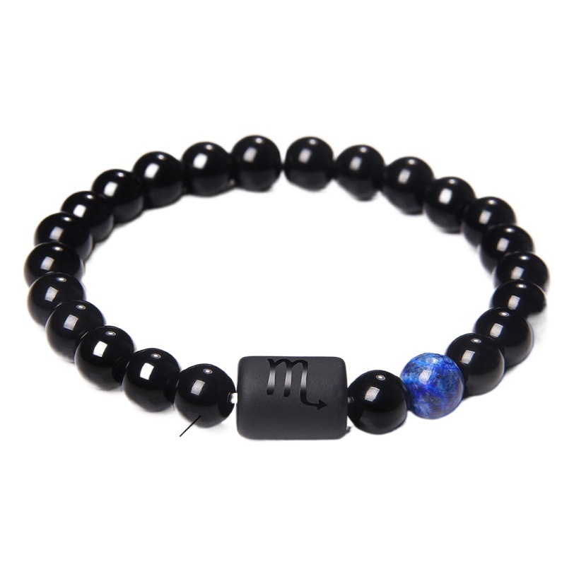 Cross-Border Popular Twelve Constellations Elastic Bracelet for Men Natural Yellow Tiger Eye Stone Bead Bracelet Wish Amazon Hot Sale