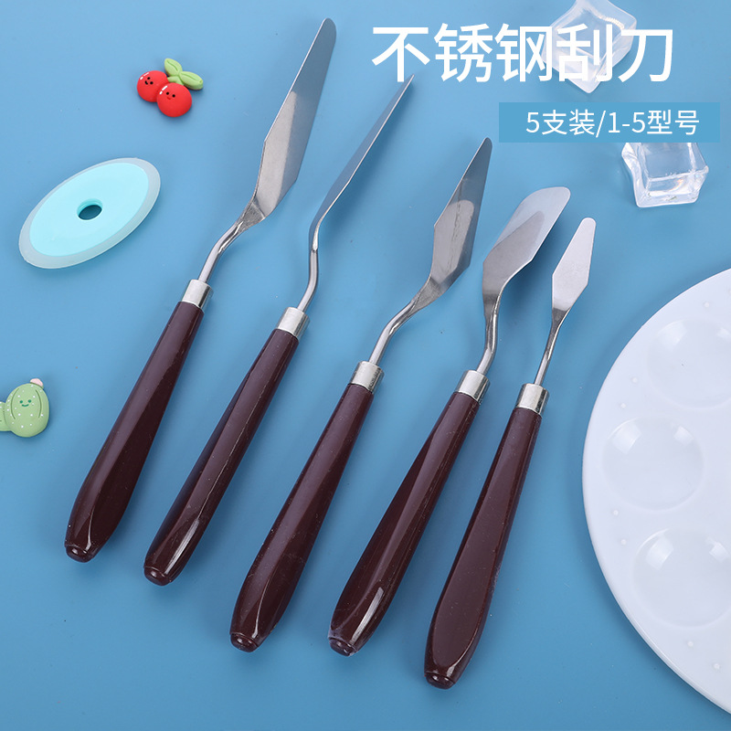 Raspador 5 piezas traje pintura paleta cuchillo gouache pintura al óleo cuchillo multiusos acrílico cuchillo Acero inoxidable arte raspador