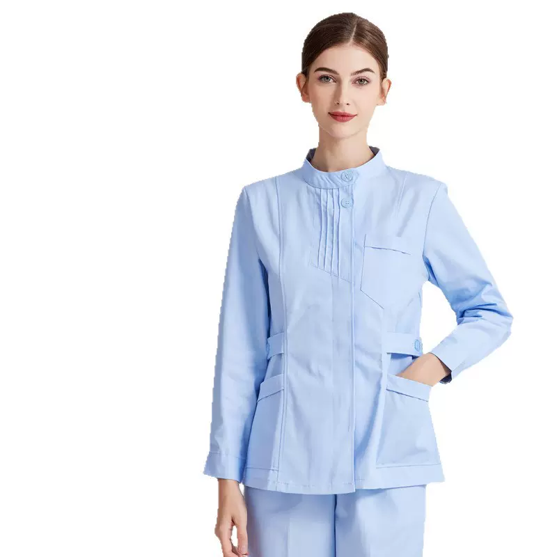 护士服长袖女分体套装捏褶立领夏短款医院牙科口腔药店护理工作服