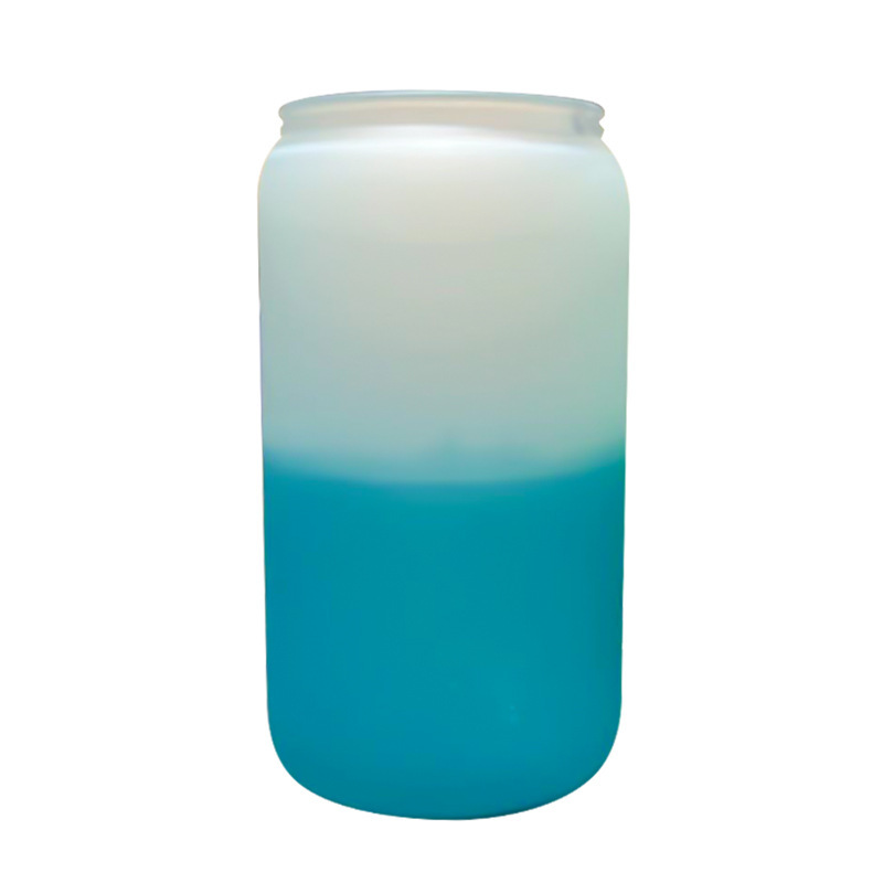 16oz comercio exterior gradiente de color de sublimación de vidrio electrochapado camaleón fluorescente arco iris pintura vidrio taza de agua taza de masón