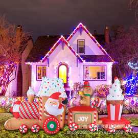圣诞节JOY糖果主题圣诞老人充气场景道具庭院花园派对草坪装饰